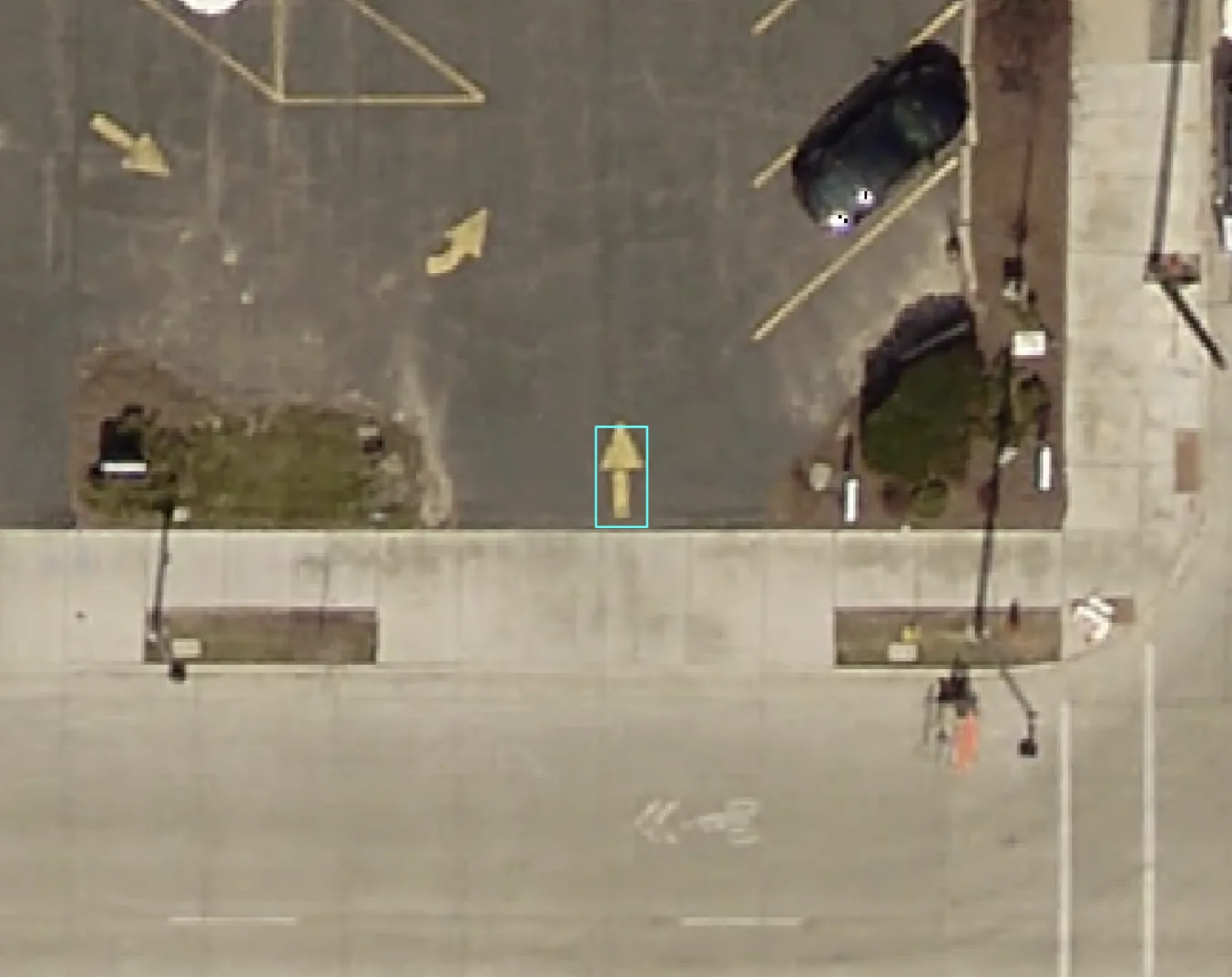 Aerial detection of a pavement arrow marking